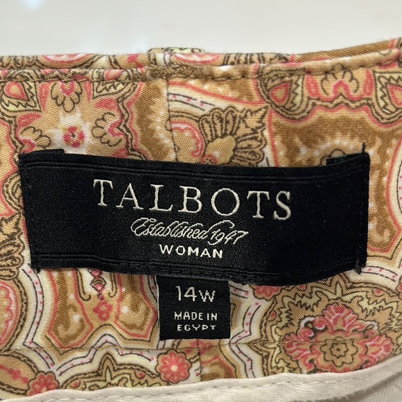 Talbots Heritage Ankle Pants in Tan and Rose Mosaic Print - Picture 9 of 12